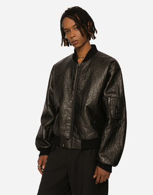 FAUX LEATHER JACKET WITH BRANDED TAG