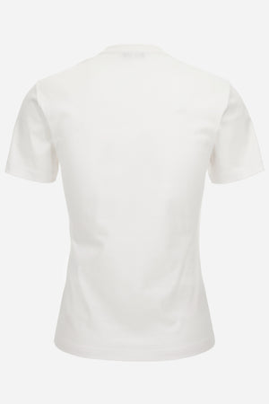T-Shirt In Jersey Fabric With Print + Rhinestone Greca Varsity Logo