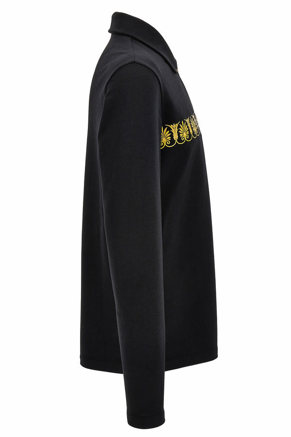 Polo In Non-Brushed Sweatshirt + Statue Crest Print