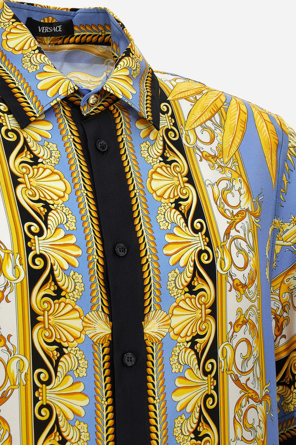 Informal Shirt In Barocco Palm Print Silk Fabric