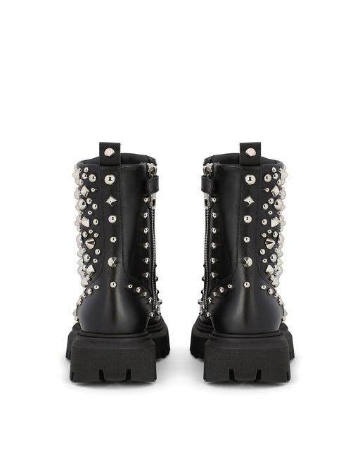 STUDDED LEATHER COMBAT BOOTS