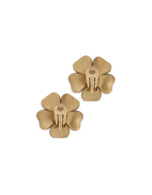 STUD EARRINGS FLOWER WITH PEARL AND RHINESTONE