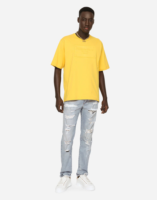 COTTON T-SHIRT WITH EMBOSSED LOGO