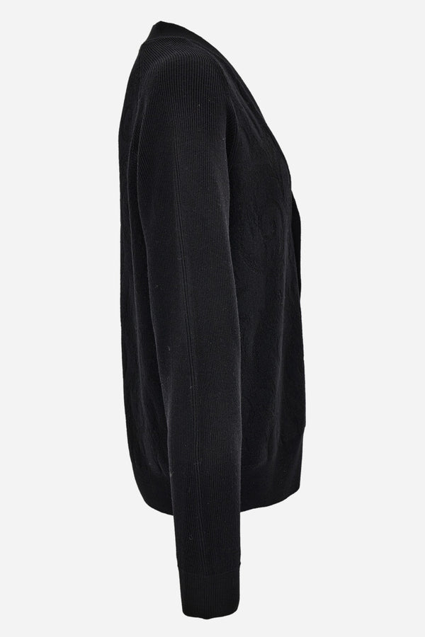 Knit Sweater In Barocco Leafy Jacquard Wool Blend