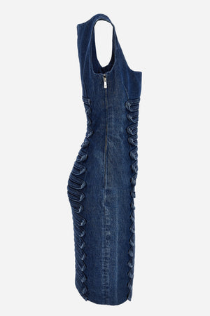 Dress Denim In Embroiderd Stripes R Washed  Medium Blue