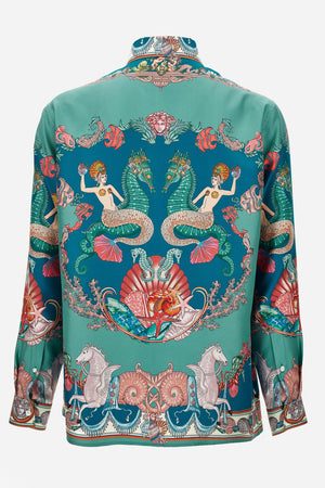 Informal Shirt In Silk Twill  Coral Theatre Print