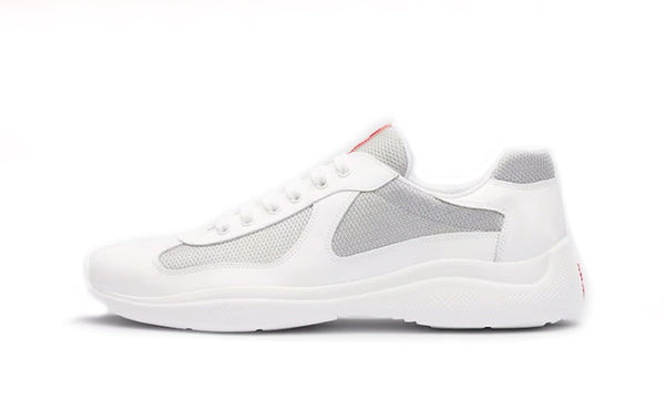 Copa América en charol y tela bicicleta Blanco/Plata Zapatillas Prada