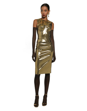 SHORT FOILED SATIN CORSET TOP