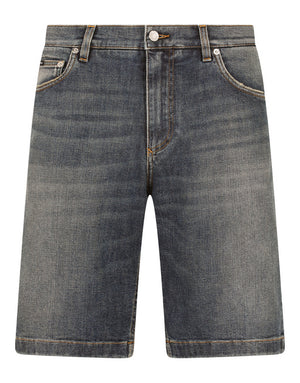 STRETCH LIGHT BLUE WASH DENIM SHORTS