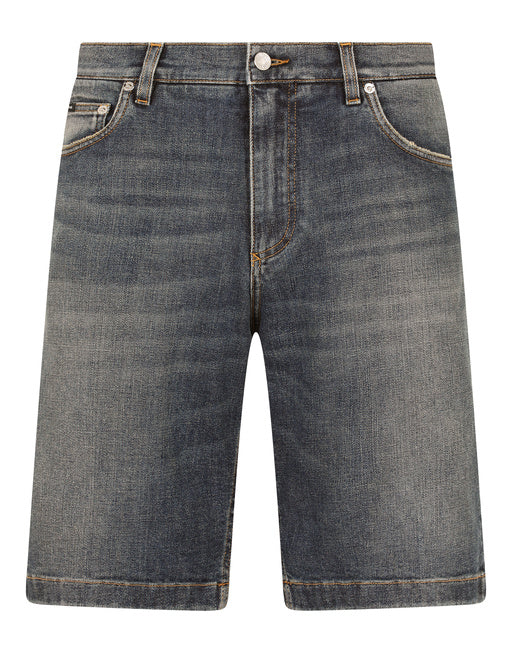 STRETCH LIGHT BLUE WASH DENIM SHORTS
