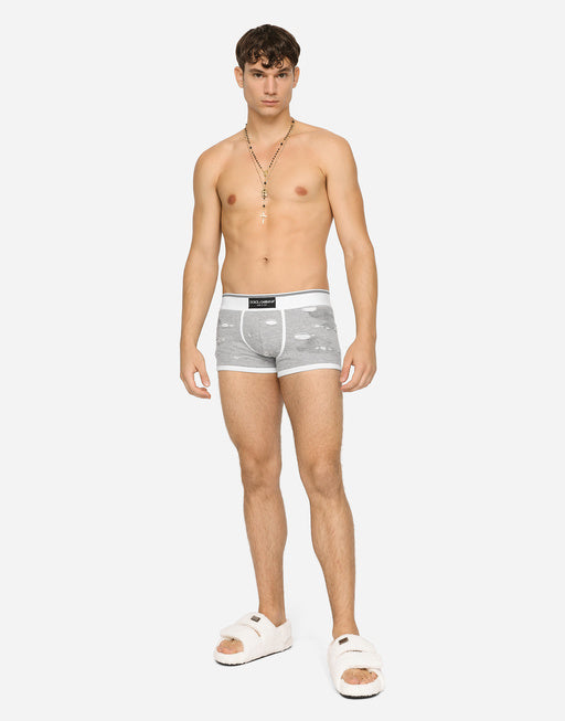 COTTON FLEECE BOXERS WITH PATCH