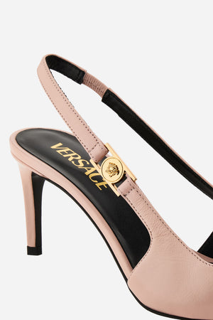 Medusa Lock Sling Back  In Shiny Calf Leather-Metal Hardware