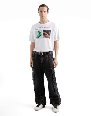 COTTON T-SHIRT WITH HAND AND CUP PRINT