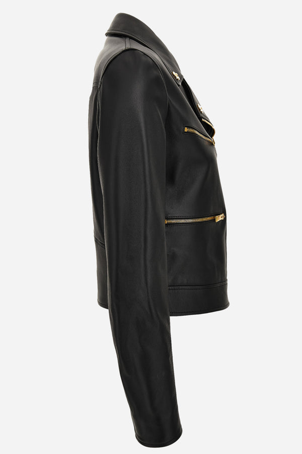 Jacket Leather In Leather With Safety Pin Details