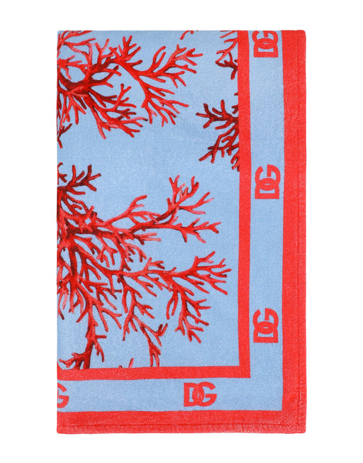 CORAL-PRINT COTTON BEACH TOWEL