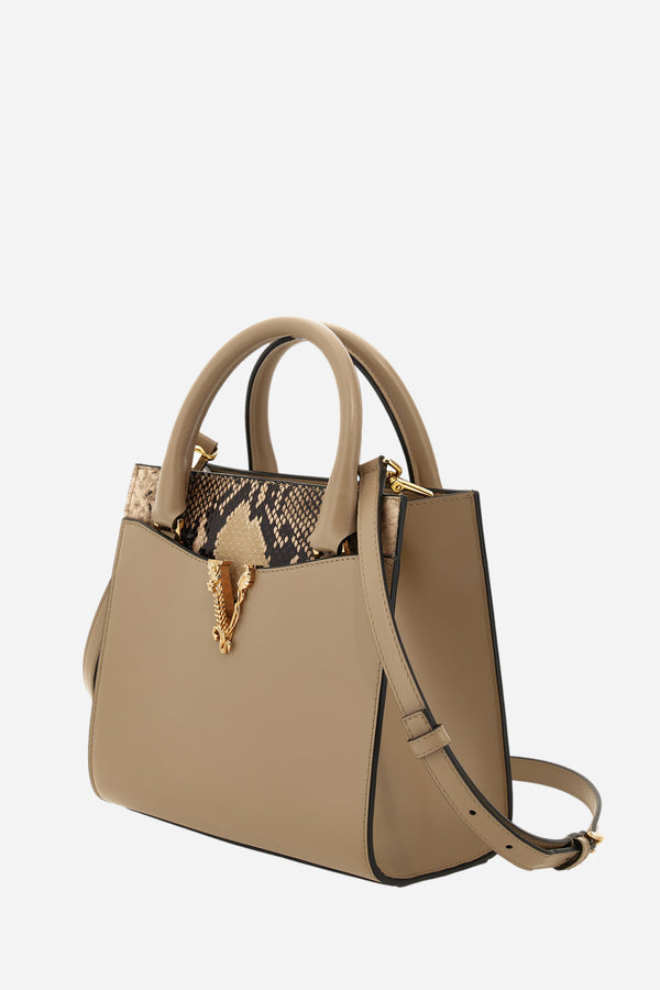 Virtus Small Top Handle In Calf Leather-Printed Python