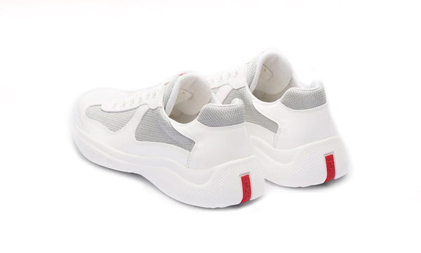 Copa América en charol y tela bicicleta Blanco/Plata Zapatillas Prada