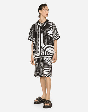 BANDANNA-PRINT SILK HAWAIIAN SHIRT