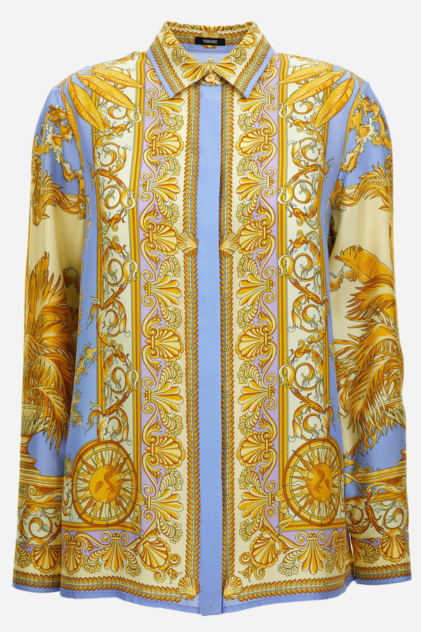 Formal Shirt In Silk Twill Barocco Palm Print