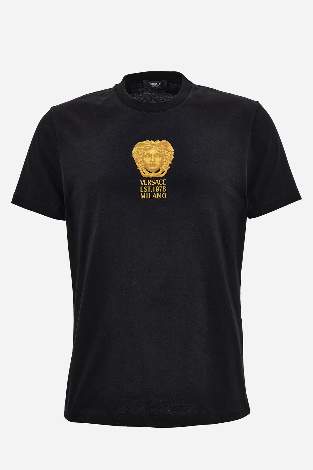 T-Shirt In Compact Cotton Jersey Fabric + Hall Of Statues Medusa Print