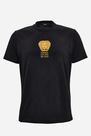 T-Shirt In Compact Cotton Jersey Fabric + Hall Of Statues Medusa Print