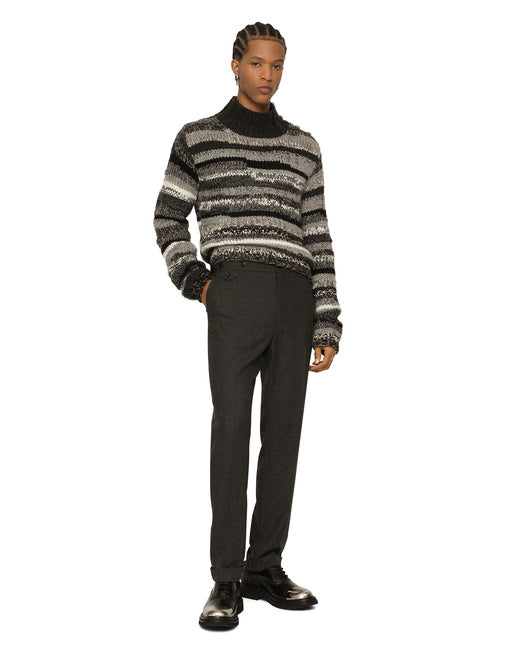 STRETCH WOOL PANTS WITH RE-EDITION LABEL