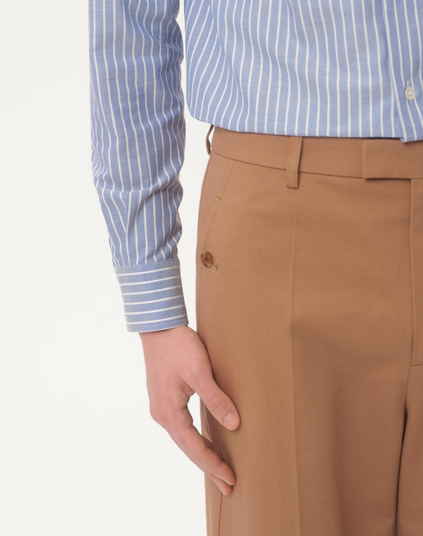 Pantalone In Gabardina Di Cotone Con Risvolto