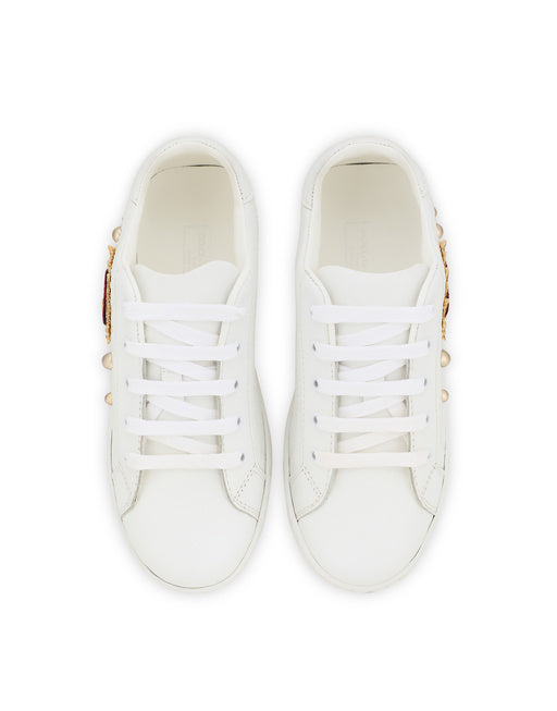 DOLCE & GABBANA SNEAKERS PORTOFINO IN SOLID-COLOURED NAPPA CALF LEATHER