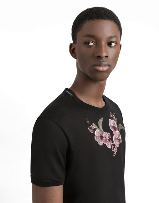 COTTON T-SHIRT WITH FLORAL PATCH