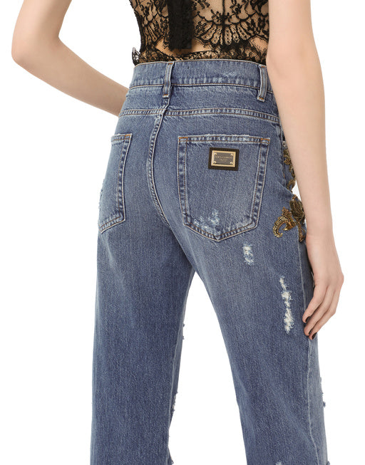 FLARED JEANS WITH FRENCH WIRE EMBELLISHMENT