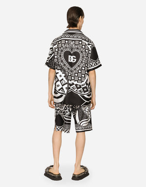 BANDANNA-PRINT SILK HAWAIIAN SHIRT