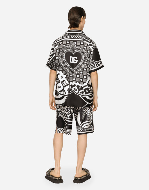 BANDANNA-PRINT SILK HAWAIIAN SHIRT