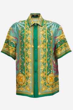 Informal Shirt In Barocco Palm Print Silk Fabric
