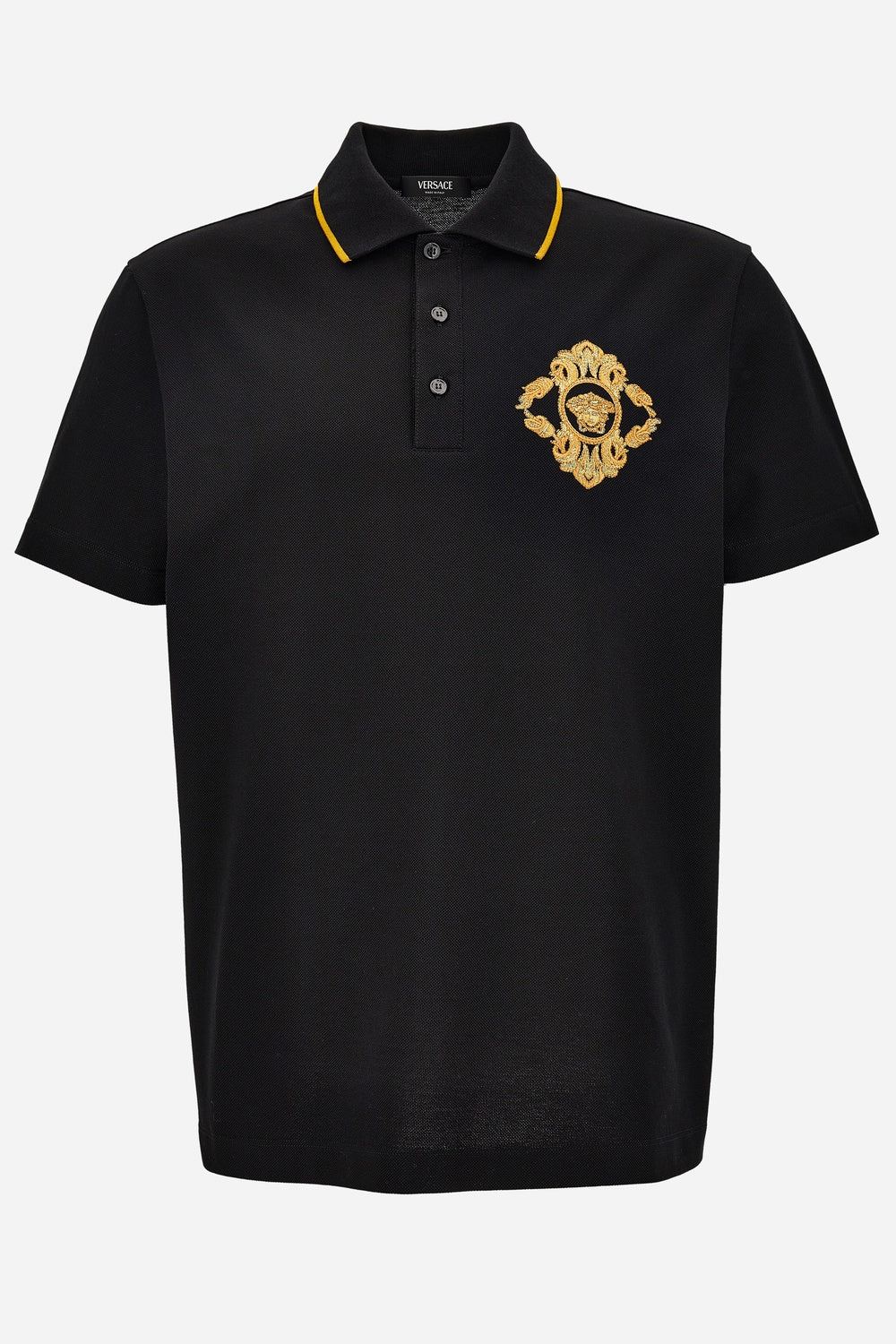 Polo In Piquet Fabric + Architectural Barocco Crest Embroidery