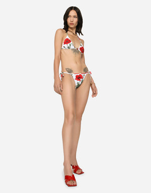POPPY-PRINT TRIANGLE BIKINI