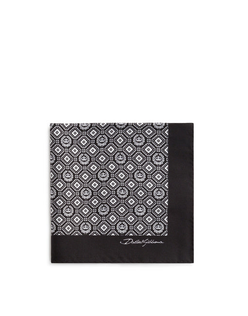 SILK POCKET SQUARE WITH TIE PRINT