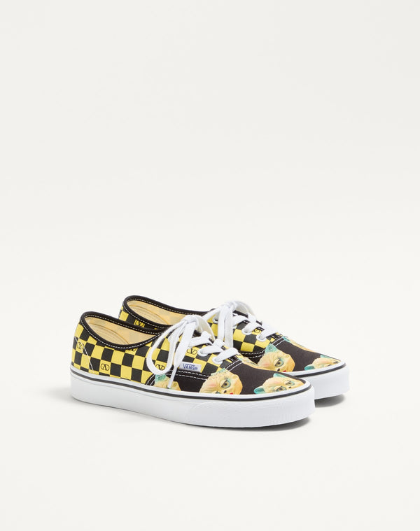 Sneaker Low-Top Valentino Garavani And Vans In Tessuto Con Stampa VLogo Checkerboard E Stampa Le Chat De La Maison