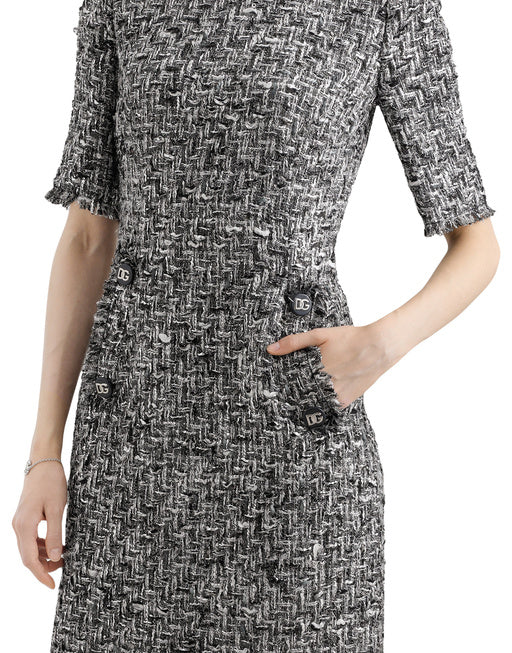 RASCHEL TWEED MIDI DRESS WITH SHORT SLEEVES