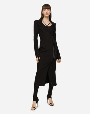 JERSEY ROBE COAT WITH TIES AND BELT LOOPS