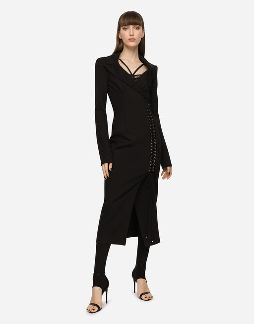 JERSEY ROBE COAT WITH TIES AND BELT LOOPS