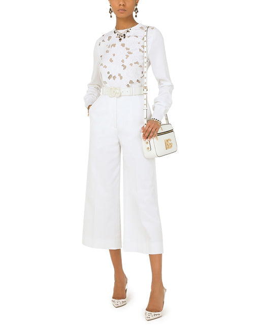 SILK SWEATER WITH OPENWORK EMBROIDERY