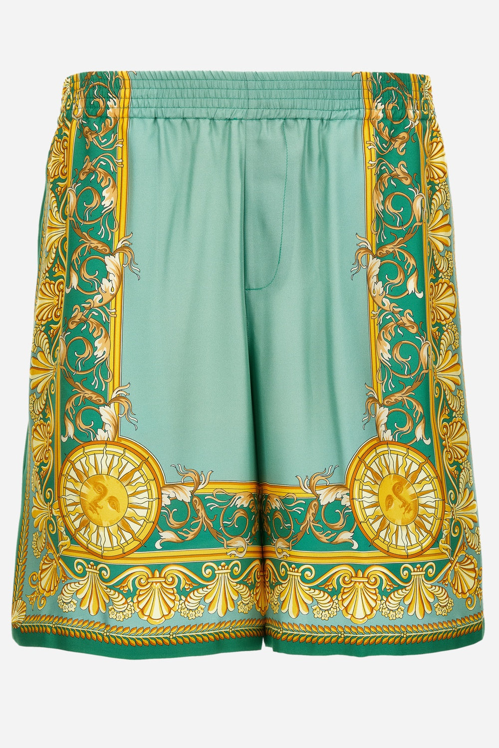 Shorts In Barocco Palm Print Silk Fabric