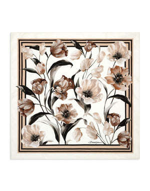 FLORAL-PRINT SILK BANDANNA (50X50)