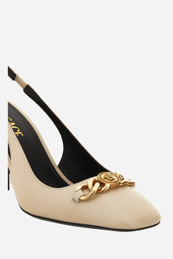Icon Chain Sling Back  In Calf Leather