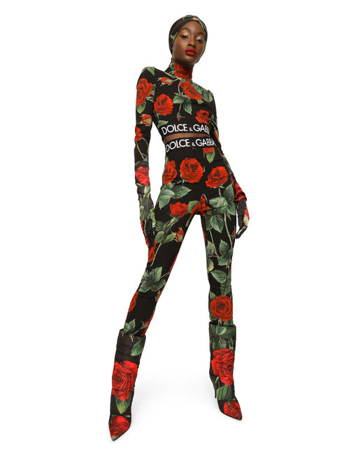 ROSE-PRINT CHARMEUSE LEGGINGS