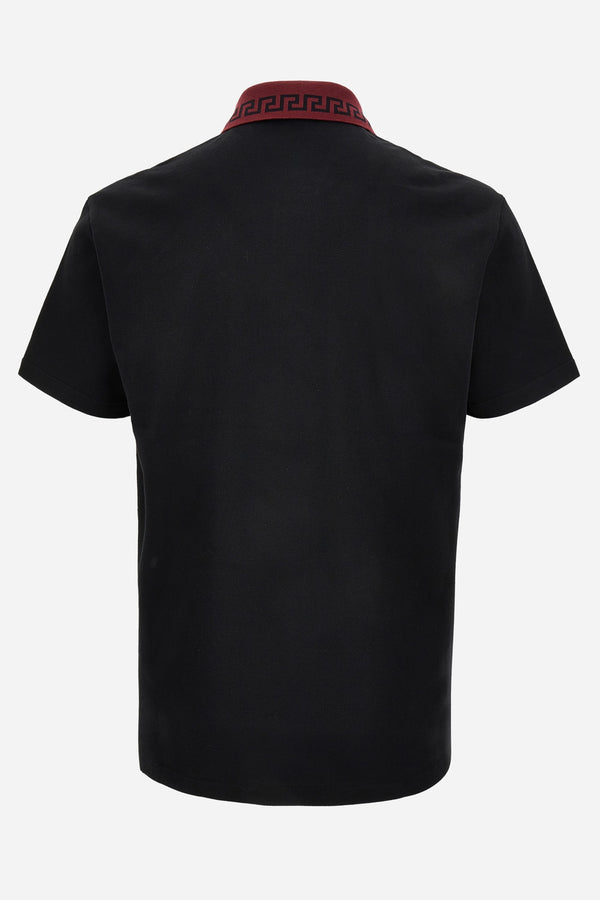Polo In Piquet Fabric - Greek Key Collar