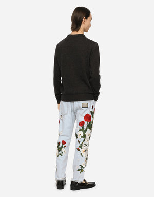 CREWNECK WOOL SWEATER WITH EMBROIDERY