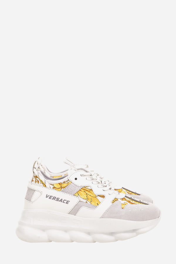 Chain Reaction Sneaker In Suede-Barocco Print Fabric