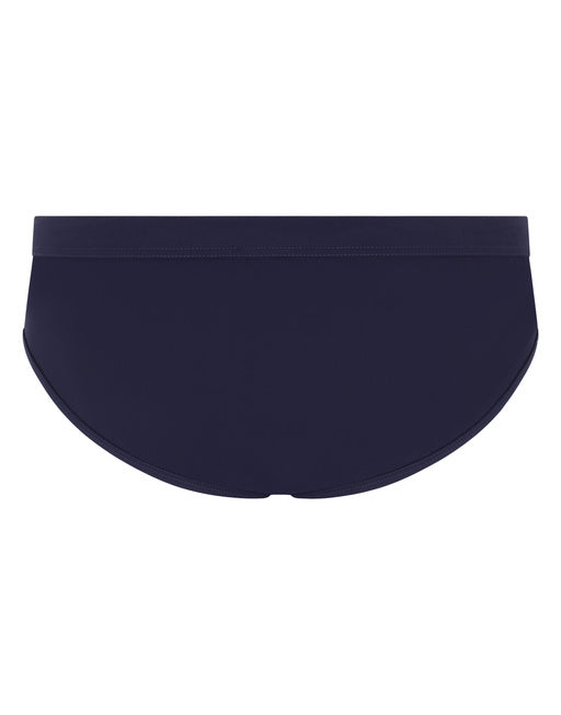 SWIM BRIEFS WITH HIGH-CUT LEG AND BRANDED PLATE