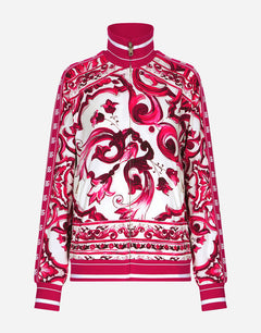 ZIP-UP CADY SWEATSHIRT WITH MAJOLICA PRINT